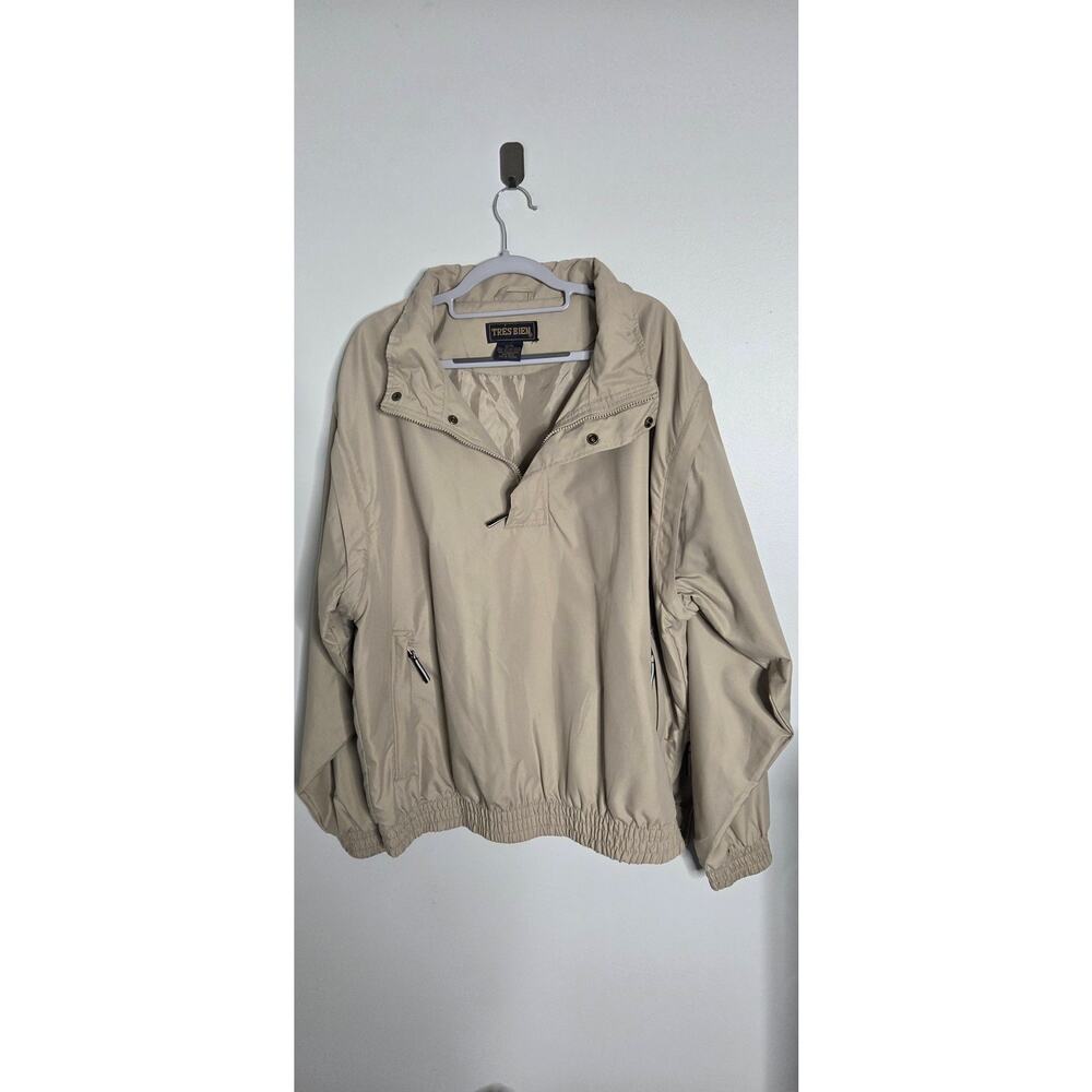 Mens XL Tres Bien Pullover Windbreaker 1/4 Zip